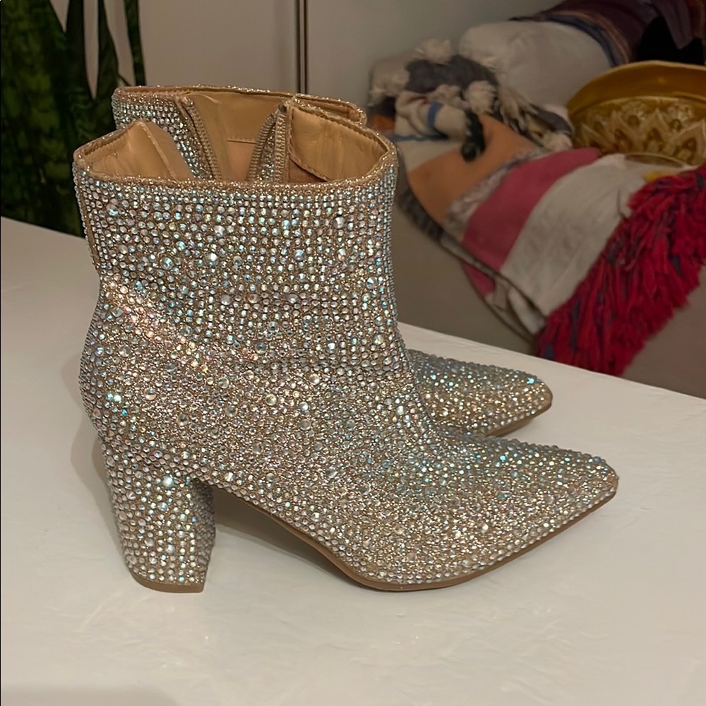 Sparkling Silver Ankle Boots